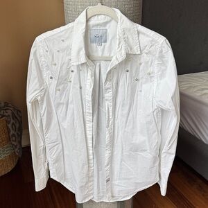 Rails White Embellished Button Down Shirt
